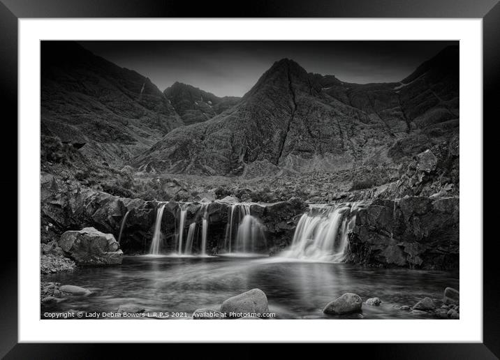 Fairy Pools at Skye Monochrome  Framed Mounted Print by Lady Debra Bowers L.R.P.S