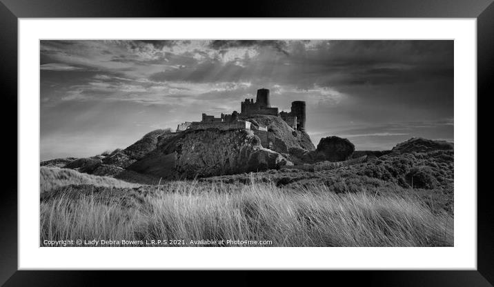 Bamburgh castle in Monochrome  Framed Mounted Print by Lady Debra Bowers L.R.P.S