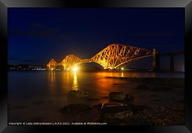 Forth Bridge Scotland at night  Framed Print by Lady Debra Bowers L.R.P.S