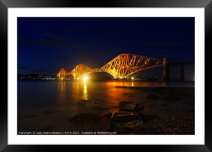 Forth Bridge Scotland at night  Framed Mounted Print by Lady Debra Bowers L.R.P.S