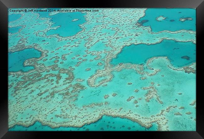 Looking down on the Great barrier reef  Framed Print by Jeff Hardwick