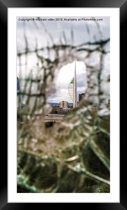 Cracked view Framed Mounted Print by michael rutter