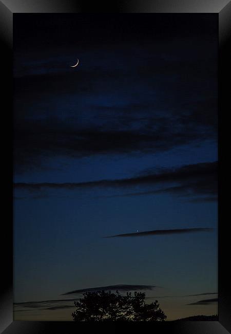 Waxing Lunar Crescent & The Bringer of Peace... Framed Print by Douglas McMann