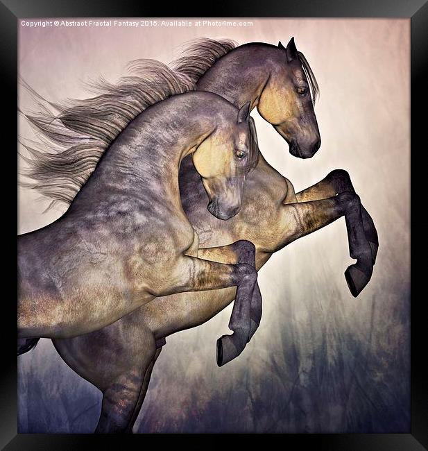  Two Stallions Framed Print by Abstract  Fractal Fantasy