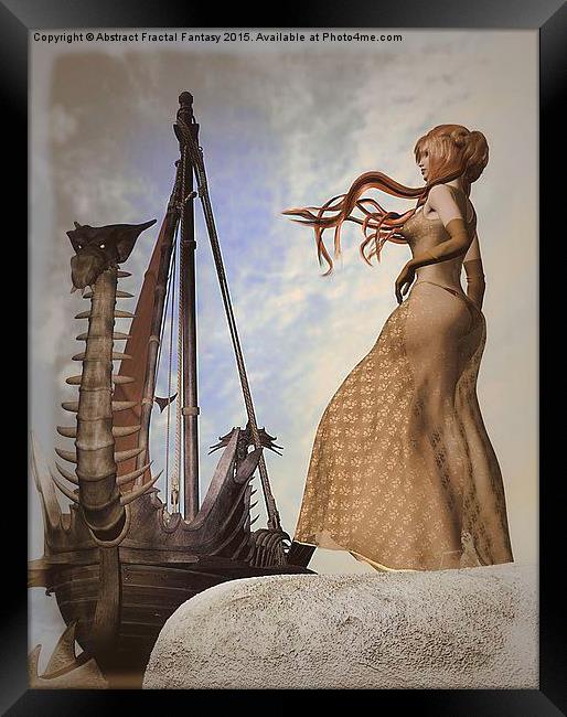 Viking ship sailing Framed Print by Abstract  Fractal Fantasy