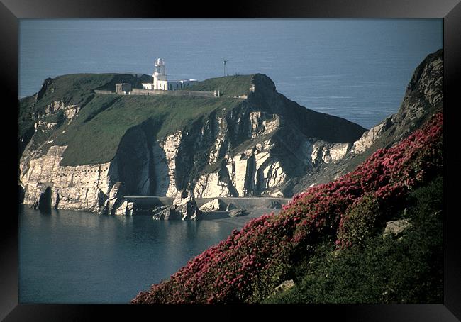 Lundy Island, Devon, lighthouse Framed Print by Celia Mannings
