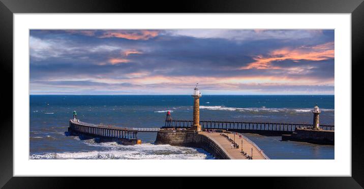 Whitby Harbour Entrance Framed Mounted Print by Cass Castagnoli