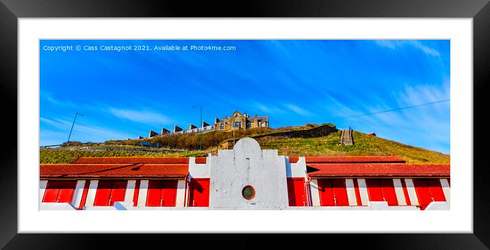 Saltburn Huts in the sunshine Framed Mounted Print by Cass Castagnoli