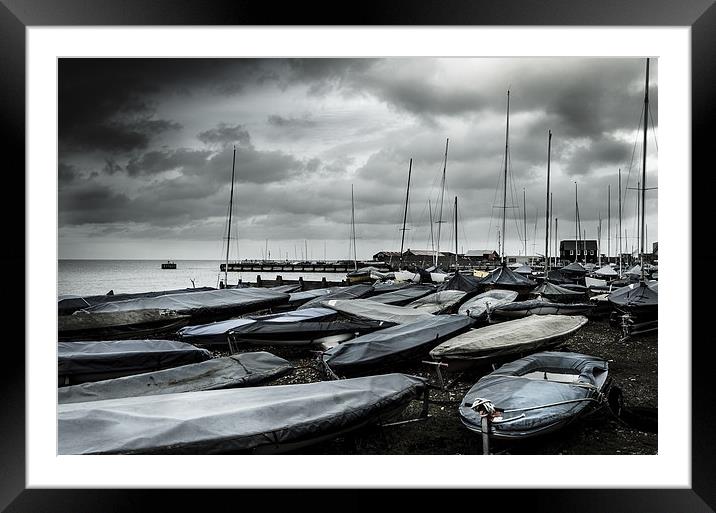 Boats on the beach Framed Mounted Print by Wesley Wren
