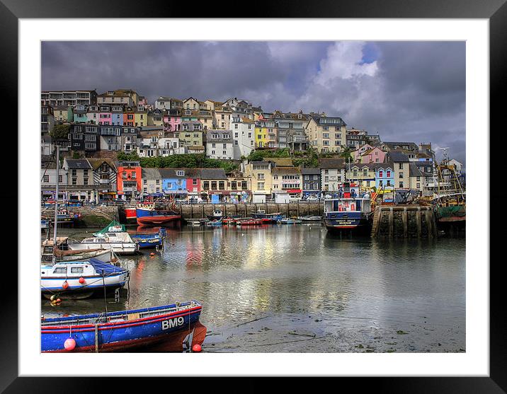 Brixham Harbour Framed Mounted Print by mike lester