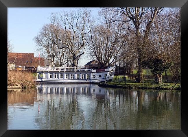 College Barge on the Thames at Sandford Framed Print by mike lester