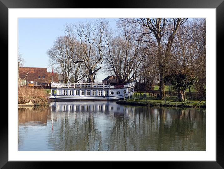 College Barge on the Thames at Sandford Framed Mounted Print by mike lester