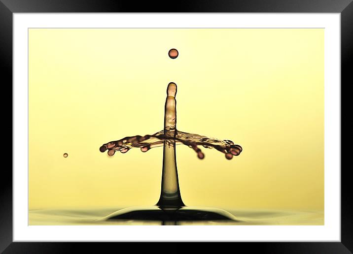 Fluid Art droplet splash Framed Mounted Print by Terry Pearce