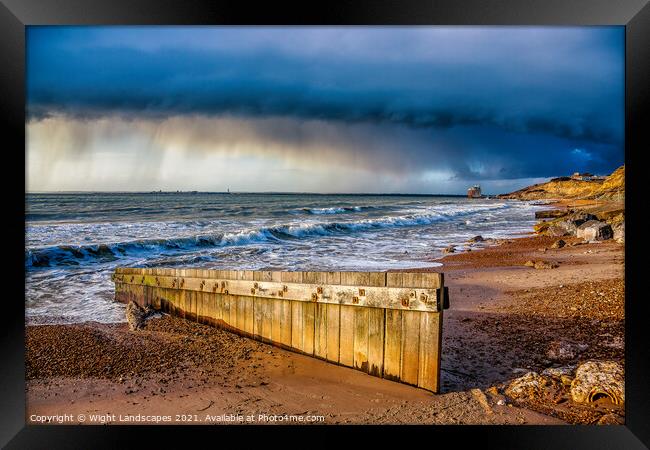 Passing Shower At Colwell Bay Framed Print by Wight Landscapes