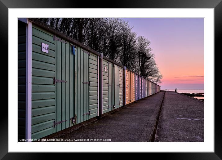 Colwell Bay Beach Huts Framed Mounted Print by Wight Landscapes
