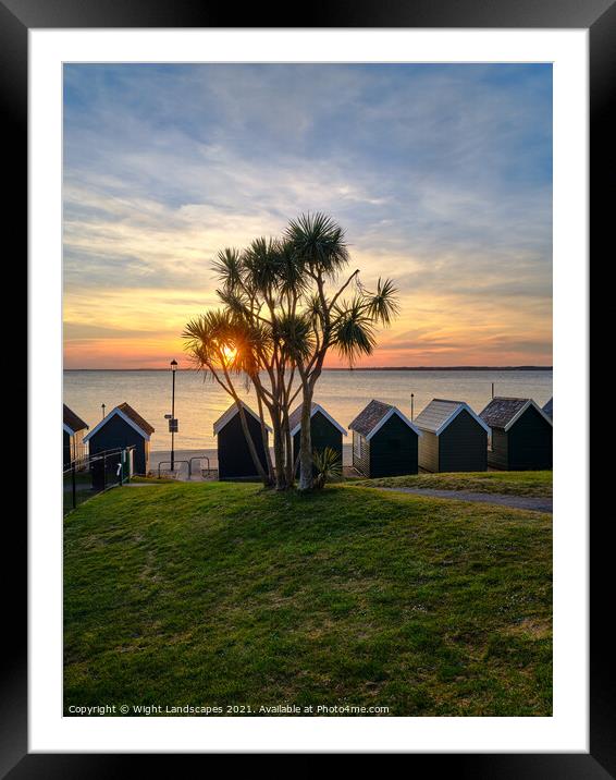 Gurnard Beach Huts Sunset Isle Of Wight Framed Mounted Print by Wight Landscapes