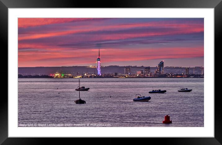 Portsmouth At Night Framed Mounted Print by Wight Landscapes