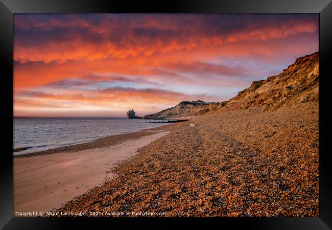 Colwell Bay Beach Sunset Isle Of Wight Framed Print by Wight Landscapes