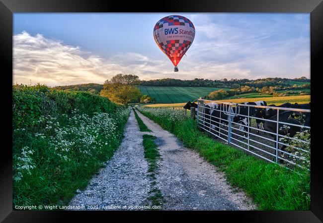 Isle Of Wight Balloon Flight Framed Print by Wight Landscapes