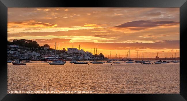 Cowes Week Sunset Panorama Framed Print by Wight Landscapes
