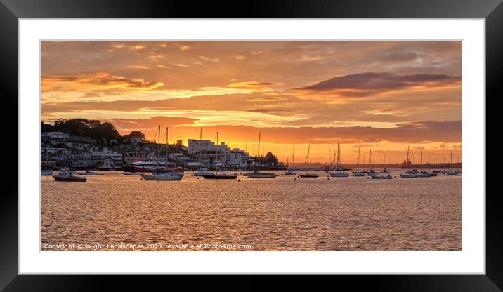 Cowes Week Sunset Panorama Framed Mounted Print by Wight Landscapes