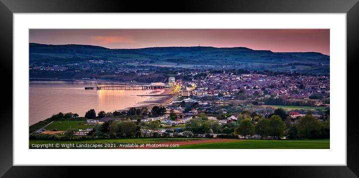 Sandown Bay At Night Panorama Framed Mounted Print by Wight Landscapes