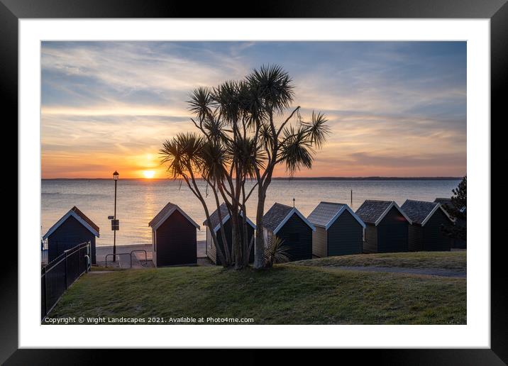 Gurnard Beach Huts Sunset Isle Of Wight Framed Mounted Print by Wight Landscapes