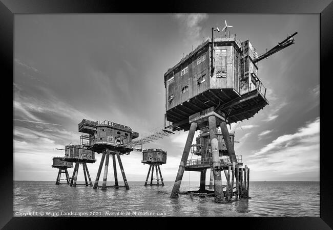 WWii Maunsell Forts BW Framed Print by Wight Landscapes
