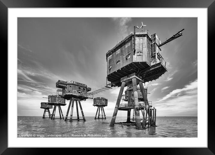 WWii Maunsell Forts BW Framed Mounted Print by Wight Landscapes