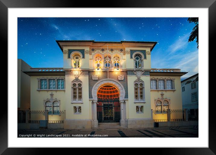 Bank Of Portugal At Night Framed Mounted Print by Wight Landscapes