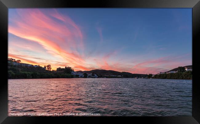 Sunet On The Rio Guadiana Framed Print by Wight Landscapes