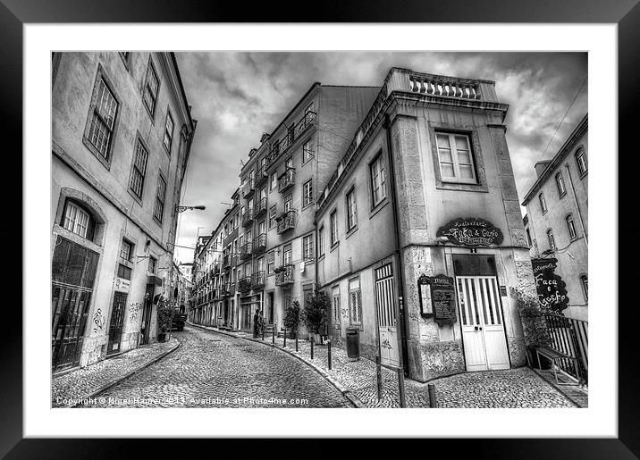 Backstreets Of Lisbon BW Framed Mounted Print by Wight Landscapes