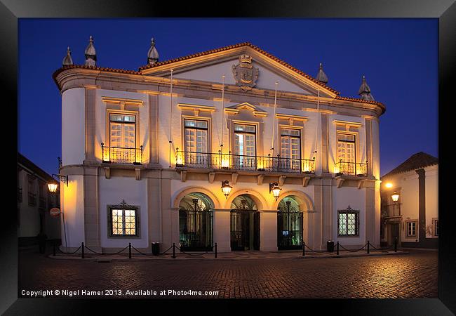 City Hall Faro at Night Framed Print by Wight Landscapes