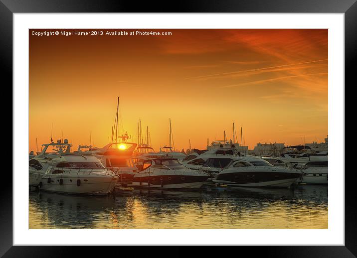 Marina Sunset Framed Mounted Print by Wight Landscapes