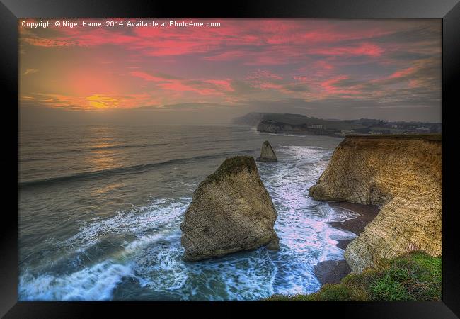 Freshwater Sea Stack Sunset Framed Print by Wight Landscapes
