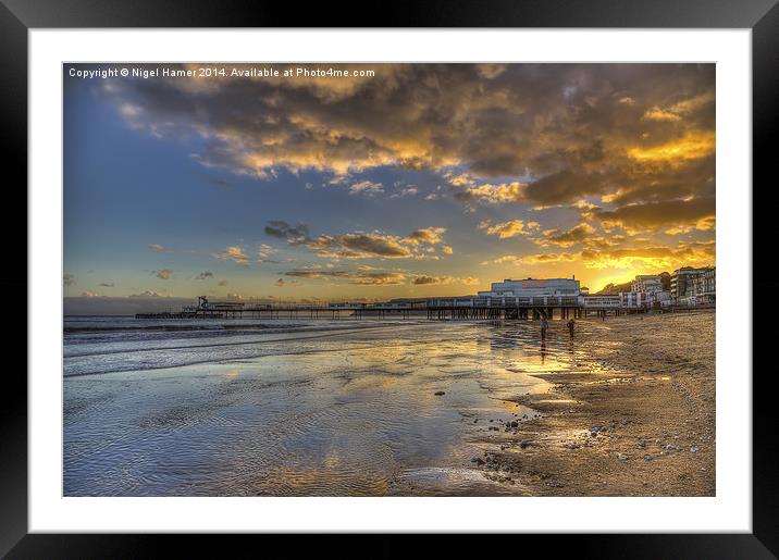 Sandown Pier Sunset Framed Mounted Print by Wight Landscapes