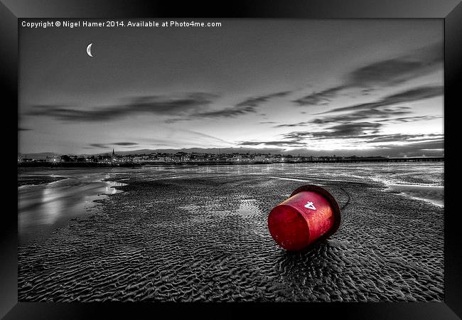 Ryde Sands at Night bw Framed Print by Wight Landscapes