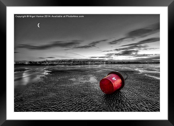 Ryde Sands at Night bw Framed Mounted Print by Wight Landscapes