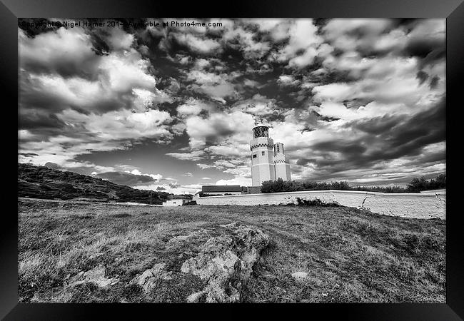 St Catherines Lighthouse BW Framed Print by Wight Landscapes