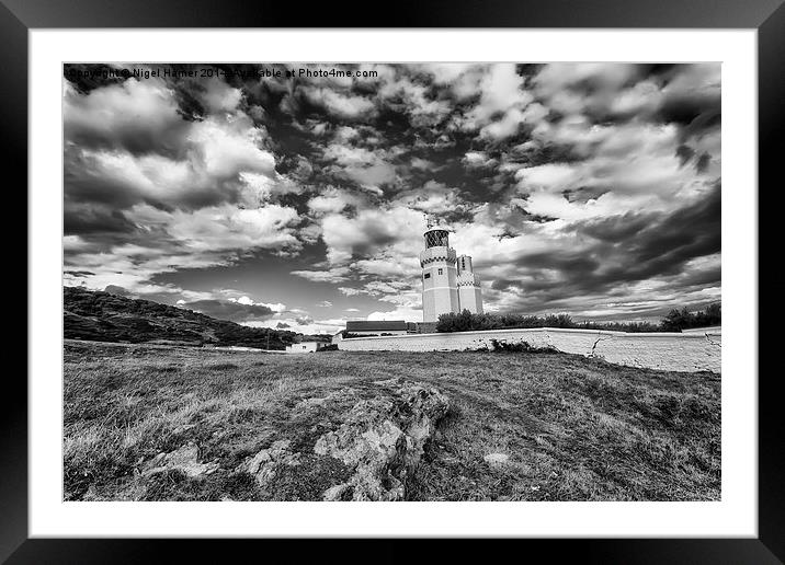 St Catherines Lighthouse BW Framed Mounted Print by Wight Landscapes