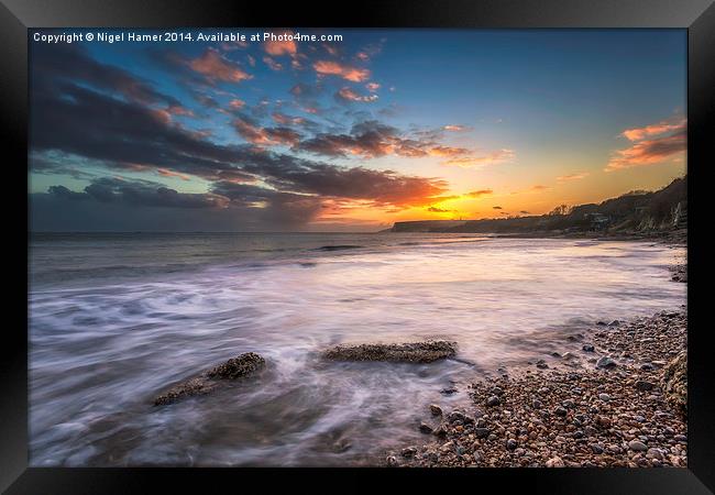 Sunset Over Culver Cliff Framed Print by Wight Landscapes