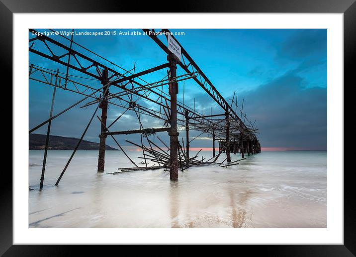 Totland Pier Silhouette Framed Mounted Print by Wight Landscapes
