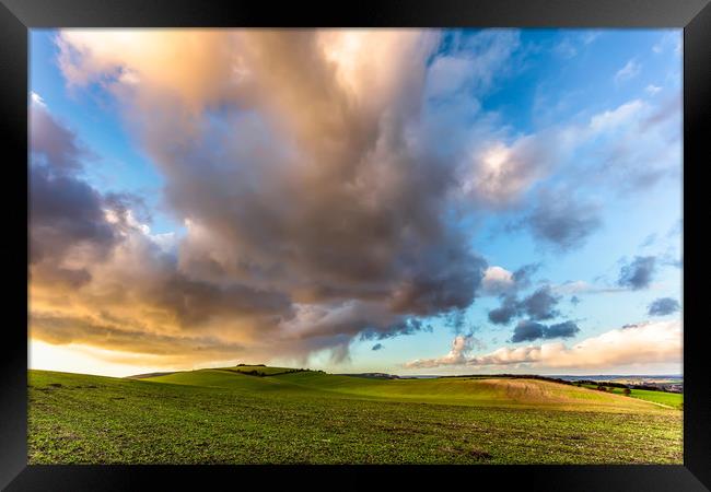 Niton Down Rain Cloud Framed Print by Wight Landscapes