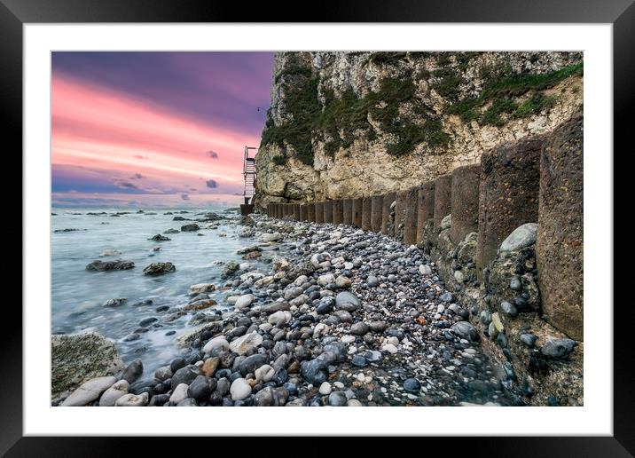 Freshwater Bay Sea Defences Framed Mounted Print by Wight Landscapes