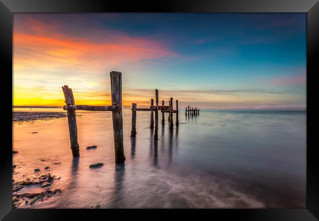 Binstead Jetty Sunset Isle Of Wight Framed Print by Wight Landscapes