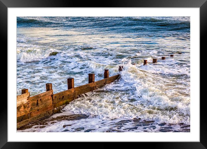 Yaverland Beach Groyne Framed Mounted Print by Wight Landscapes