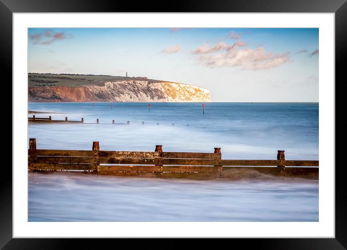 Yaverland Beach Groyne LE Framed Mounted Print by Wight Landscapes