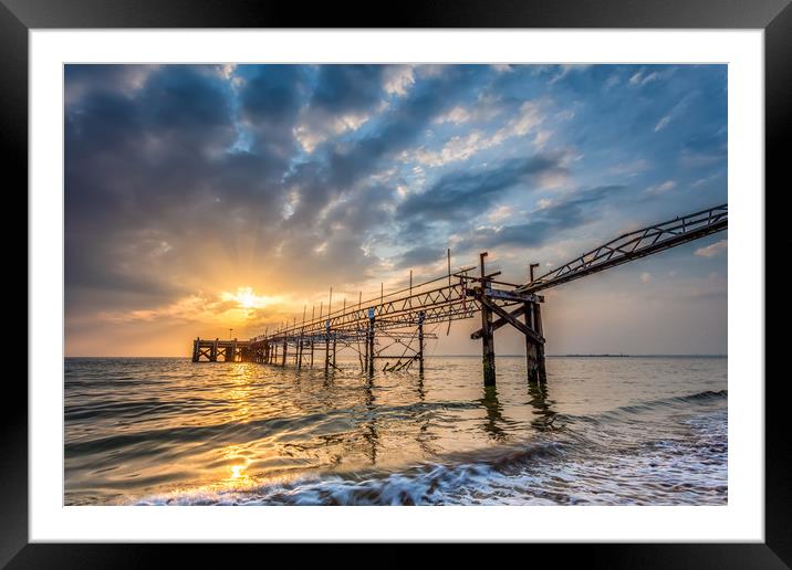 Totland Pier Sunset 3 Framed Mounted Print by Wight Landscapes