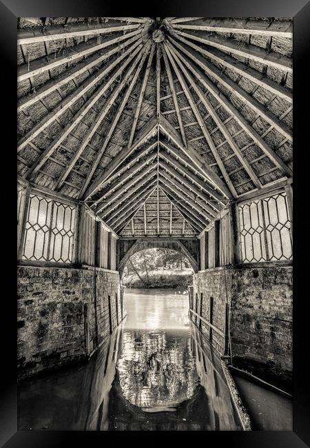 The Boathouse BW Framed Print by Wight Landscapes