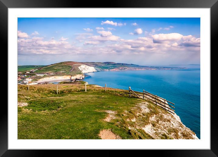 Looking Down To Freshwater Bay Framed Mounted Print by Wight Landscapes